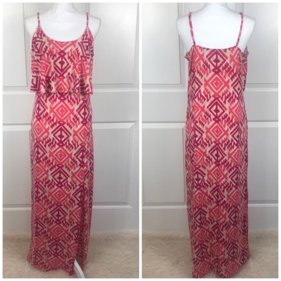 Dresses & Skirts - Layered print maxi dress with front slits